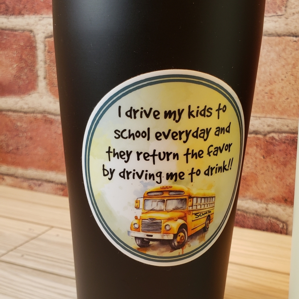 20 oz. Black Stainless Steel Double Wall Tumbler with Bus Driver Decal NWT